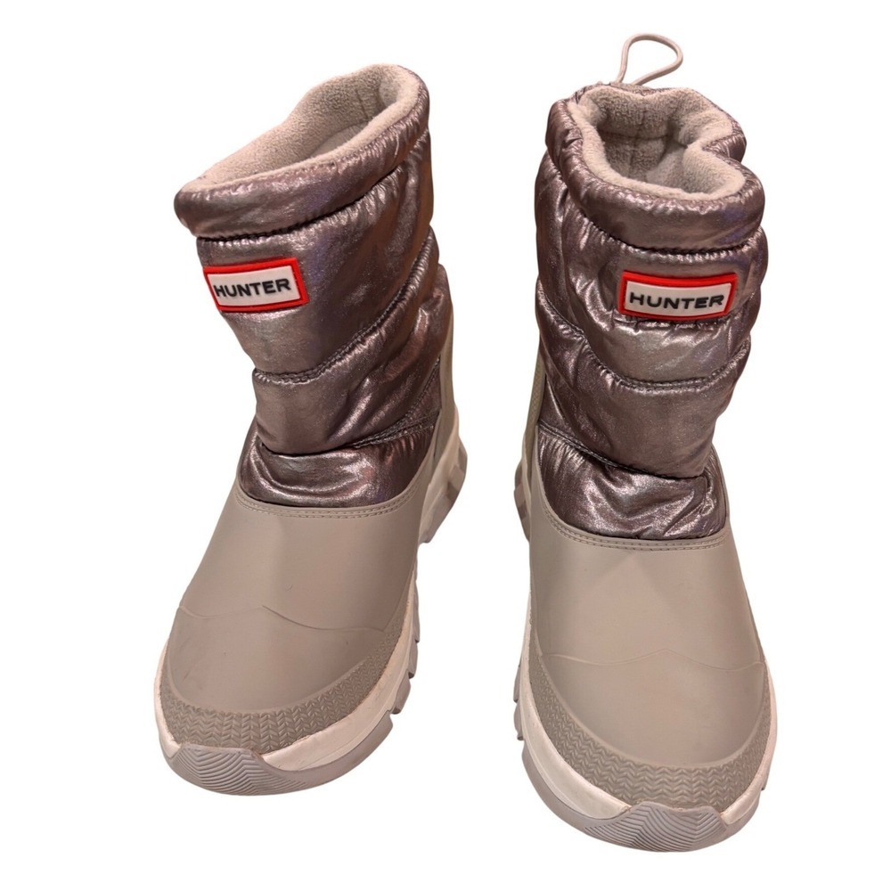 Hunter Snow Boots Puffer Quilted Rubber Waterproof Winter Metallic Gray Women‎ 9
